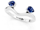 White gold Pear Cut Blue Sapphire Two-Stone Open Band Ring with Prong Setting_7