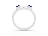 White gold Pear Cut Blue Sapphire Two-Stone Open Band Ring with Prong Setting_9