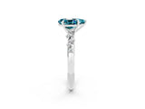 White gold Pear Cut Blue Topaz Cluster Side Stone Solitaire Ring with Prong Setting_26