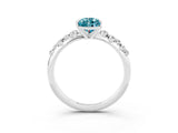 White gold Pear Cut Blue Topaz Cluster Side Stone Solitaire Ring with Prong Setting_27