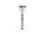 White gold Pear Cut Blue Topaz Engagement Ring with Milgrain Channel Set Band and Prong Setting_2