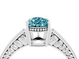 White gold Pear Cut Blue Topaz Engagement Ring with Milgrain Channel Set Band and Prong Setting_4