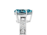 White gold Pear Cut Blue Topaz Engagement Ring with Milgrain Channel Set Band and Prong Setting_5