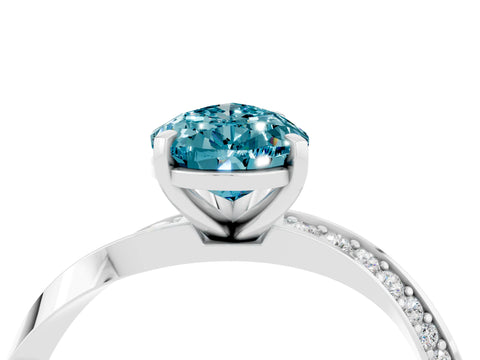 White gold Pear Cut Blue Topaz Engagement Ring with Side Stone Accents and Four-Prong Setting_31