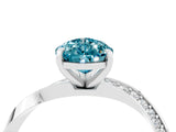 White gold Pear Cut Blue Topaz Engagement Ring with Side Stone Accents and Four-Prong Setting_76