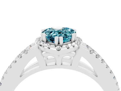 White gold Pear Cut Blue Topaz Halo Split Shank Engagement Ring_16