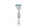 White gold Pear Cut Blue Topaz Halo Twist Band Solitaire Prong Setting Ring_2