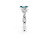 White gold Pear Cut Blue Topaz  Halo Twist Band Solitaire Prong Setting Ring_26