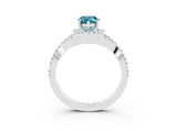 White gold Pear Cut Blue Topaz  Halo Twist Band Solitaire Prong Setting Ring_27