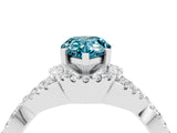 White gold Pear Cut Blue Topaz  Halo Twist Band Solitaire Prong Setting Ring_28
