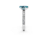 White gold Pear Cut Blue Topaz Milgrain Pavé Engagement Ring with Four-Prong Setting_2