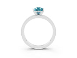 White gold Pear Cut Blue Topaz Milgrain Pavé Engagement Ring with Four-Prong Setting_3
