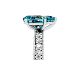 White gold Pear Cut Blue Topaz Milgrain Pavé Engagement Ring with Four-Prong Setting_5
