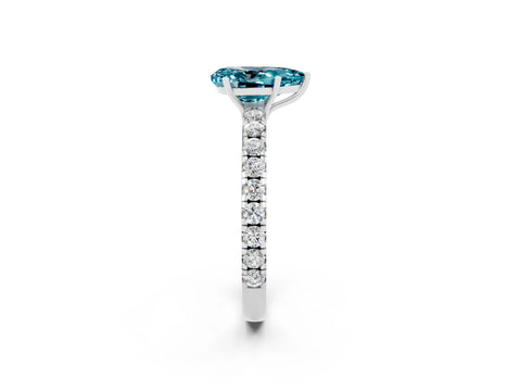White gold Pear Cut Blue Topaz Pavé Solitaire Engagement Ring with Four-Prong Setting_14