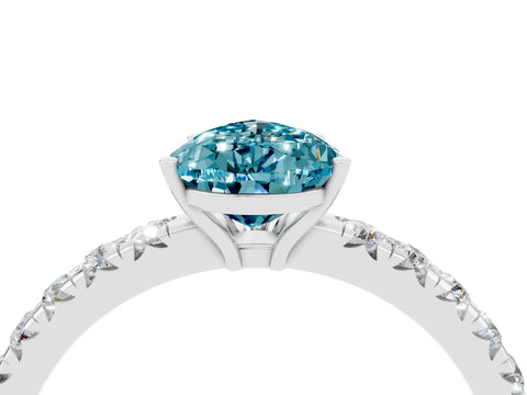 White gold Pear Cut Blue Topaz Pavé Solitaire Engagement Ring with Four-Prong Setting_16