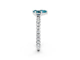 White gold Pear Cut Blue Topaz Pavé Solitaire Ring with Round Band and Prong Setting_38
