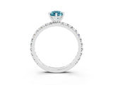 White gold Pear Cut Blue Topaz Pavé Solitaire Ring with Round Band and Prong Setting_39