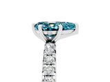 White gold Pear Cut Blue Topaz Pavé Solitaire Ring with Round Band and Prong Setting_41