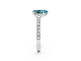 White gold Pear Cut Blue Topaz Pave Band Solitaire Ring with Four-Prong Setting_38