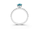 White gold Pear Cut Blue Topaz Pave Band Solitaire Ring with Four-Prong Setting_39
