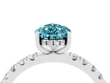 White gold Pear Cut Blue Topaz Pave Band Solitaire Ring with Four-Prong Setting_40