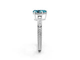 White gold Pear Cut Blue Topaz Ring with Milgrain Pavé Band and Four-Prong Setting_14
