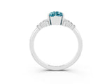 White gold Pear Cut Blue Topaz Ring with Side Stones and Four-Prong Setting_39