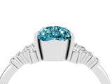White gold Pear Cut Blue Topaz Ring with Side Stones and Four-Prong Setting_40