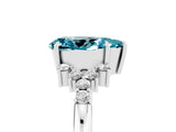 White gold Pear Cut Blue Topaz Ring with Side Stones and Four-Prong Setting_41