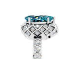 White gold Pear Cut Blue Topaz Scalloped Halo Engagement Ring with Round Shared Prong Band_29