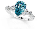 White gold Pear Cut Blue Topaz Scattered Round Accent Ring with Prong Setting_25