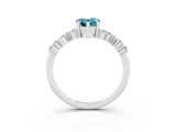 White gold Pear Cut Blue Topaz Scattered Round Accent Ring with Prong Setting_27