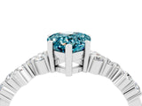 White gold Pear Cut Blue Topaz Scattered Round Accent Ring with Prong Setting_28