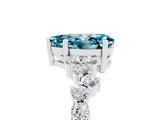 White gold Pear Cut Blue Topaz Scattered Round Accent Ring with Prong Setting_29