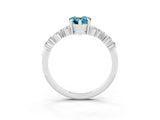 White gold Pear Cut Blue Topaz Scattered Round Accent Ring with Prong Setting_39