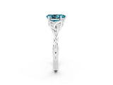 White gold Pear Cut Blue Topaz Solitaire Celtic Knot Ring with Four-Prong Setting_14