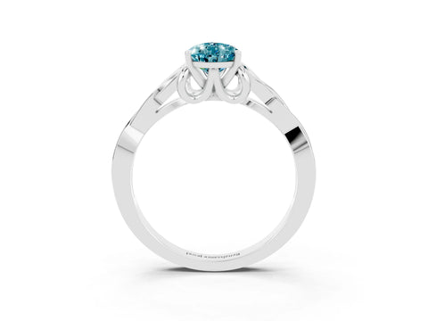 White gold Pear Cut Blue Topaz Solitaire Celtic Knot Ring with Four-Prong Setting_15
