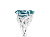 White gold Pear Cut Blue Topaz Solitaire Celtic Knot Ring with Four-Prong Setting_17