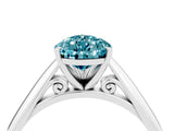 White gold Pear Cut Blue Topaz Solitaire Engagement Ring with Cathedral Setting and Four-Prong Mount_112