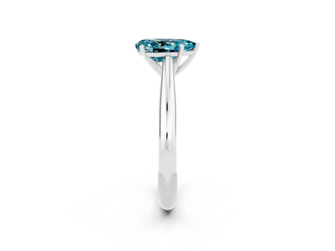 White gold Pear Cut Blue Topaz Solitaire Engagement Ring with Cathedral Setting and Four-Prong Mount_14
