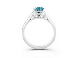 White gold Pear Cut Blue Topaz Solitaire Engagement Ring with Cathedral Setting and Four-Prong Mount_27