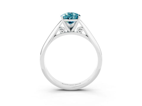 White gold Pear Cut Blue Topaz Solitaire Engagement Ring with Cathedral Setting and Four-Prong Mount_27