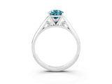 White gold Pear Cut Blue Topaz Solitaire Engagement Ring with Cathedral Setting and Four-Prong Mount_33
