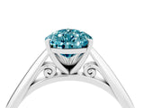White gold Pear Cut Blue Topaz Solitaire Engagement Ring with Cathedral Setting and Four-Prong Mount_34