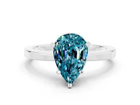 White gold Pear Cut Blue Topaz Solitaire Engagement Ring with Classic Band and Four-Prong Setting_36