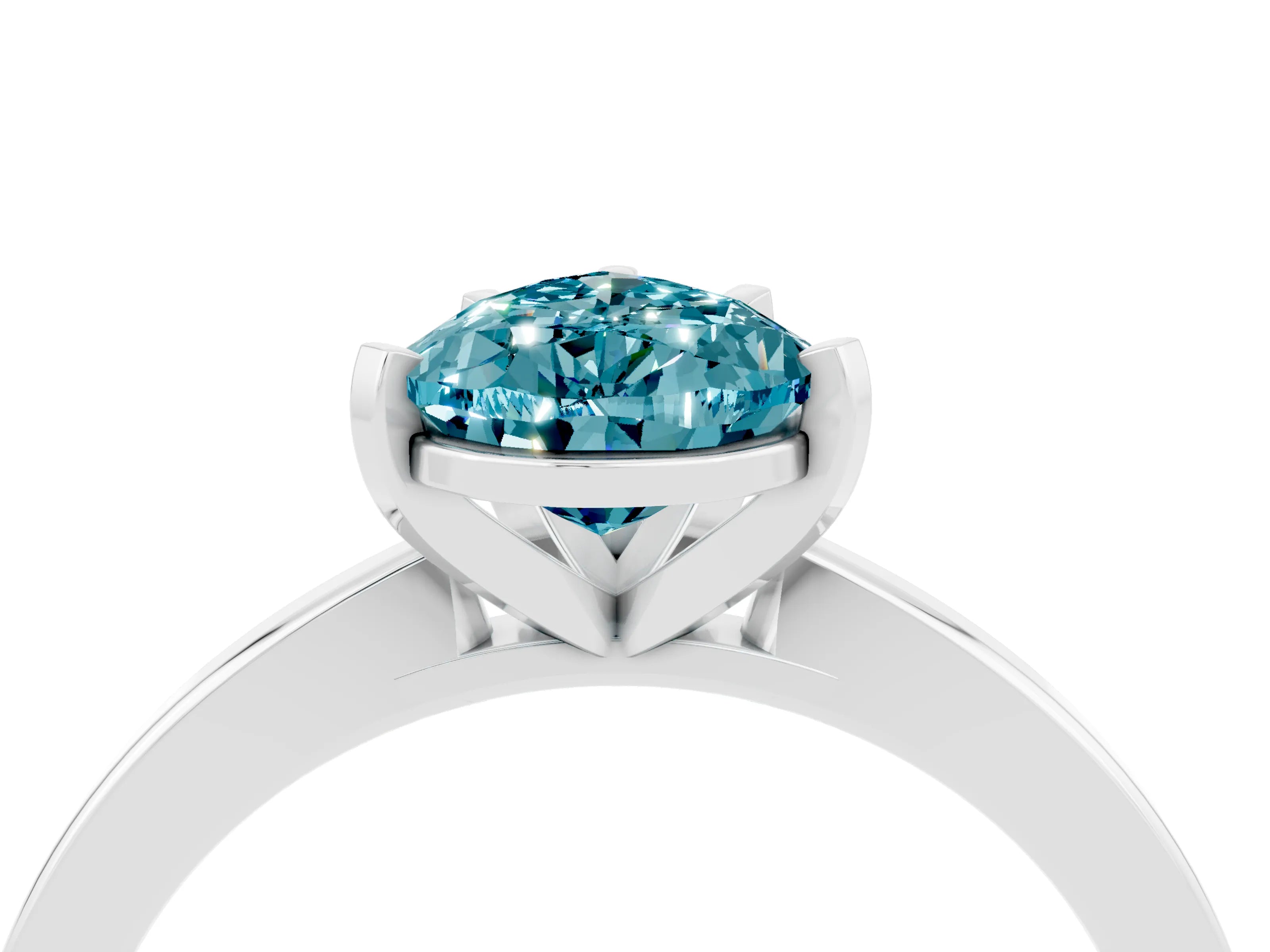 White gold Pear Cut Blue Topaz Solitaire Engagement Ring with Classic Band and Four-Prong Setting_40