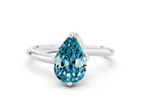 White gold Pear Cut Blue Topaz Solitaire Engagement Ring with Four-Prong Setting and Classic Band_12