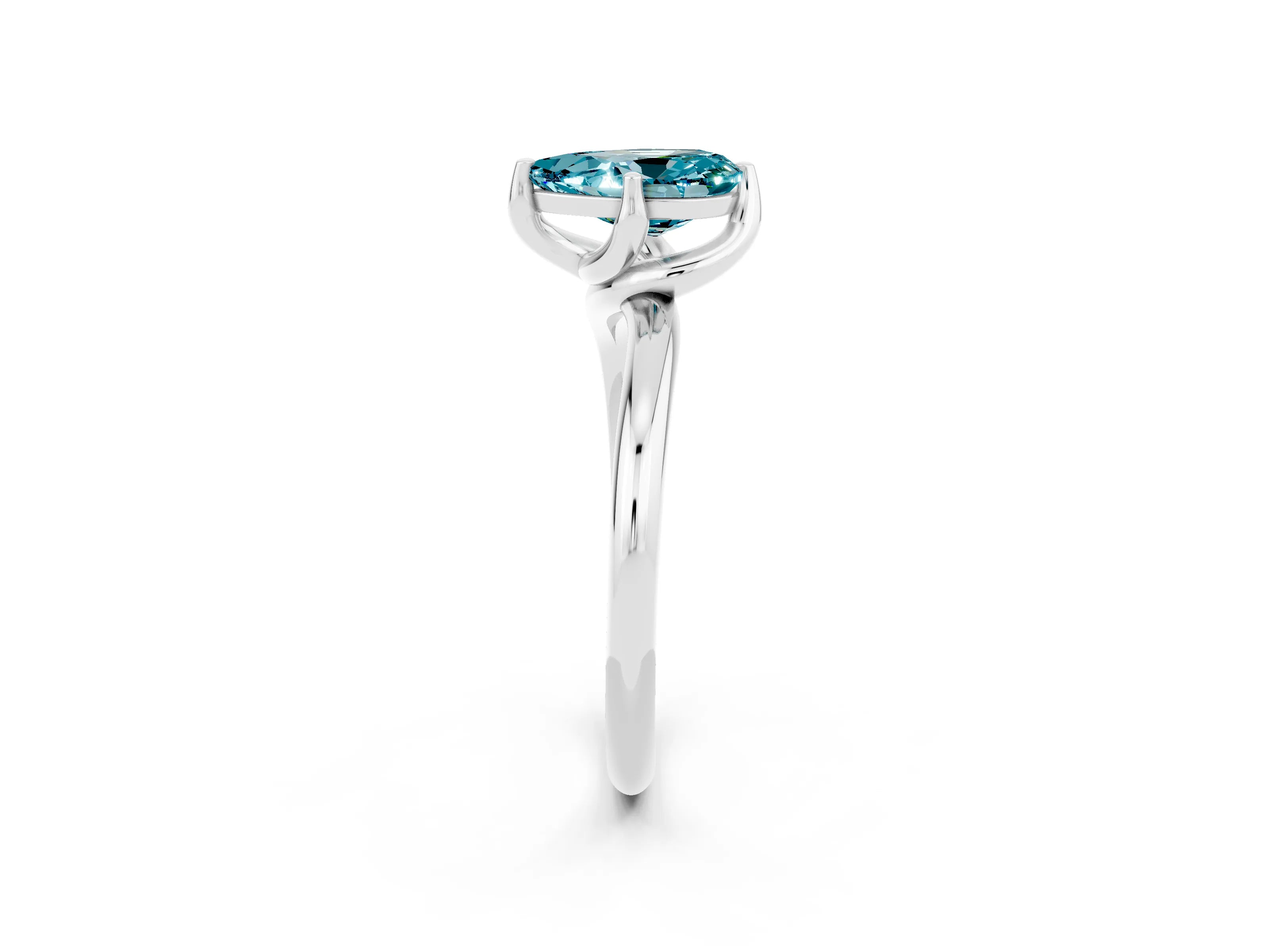 White gold Pear Cut Blue Topaz Solitaire Engagement Ring with Four-Prong Setting and Classic Band_14