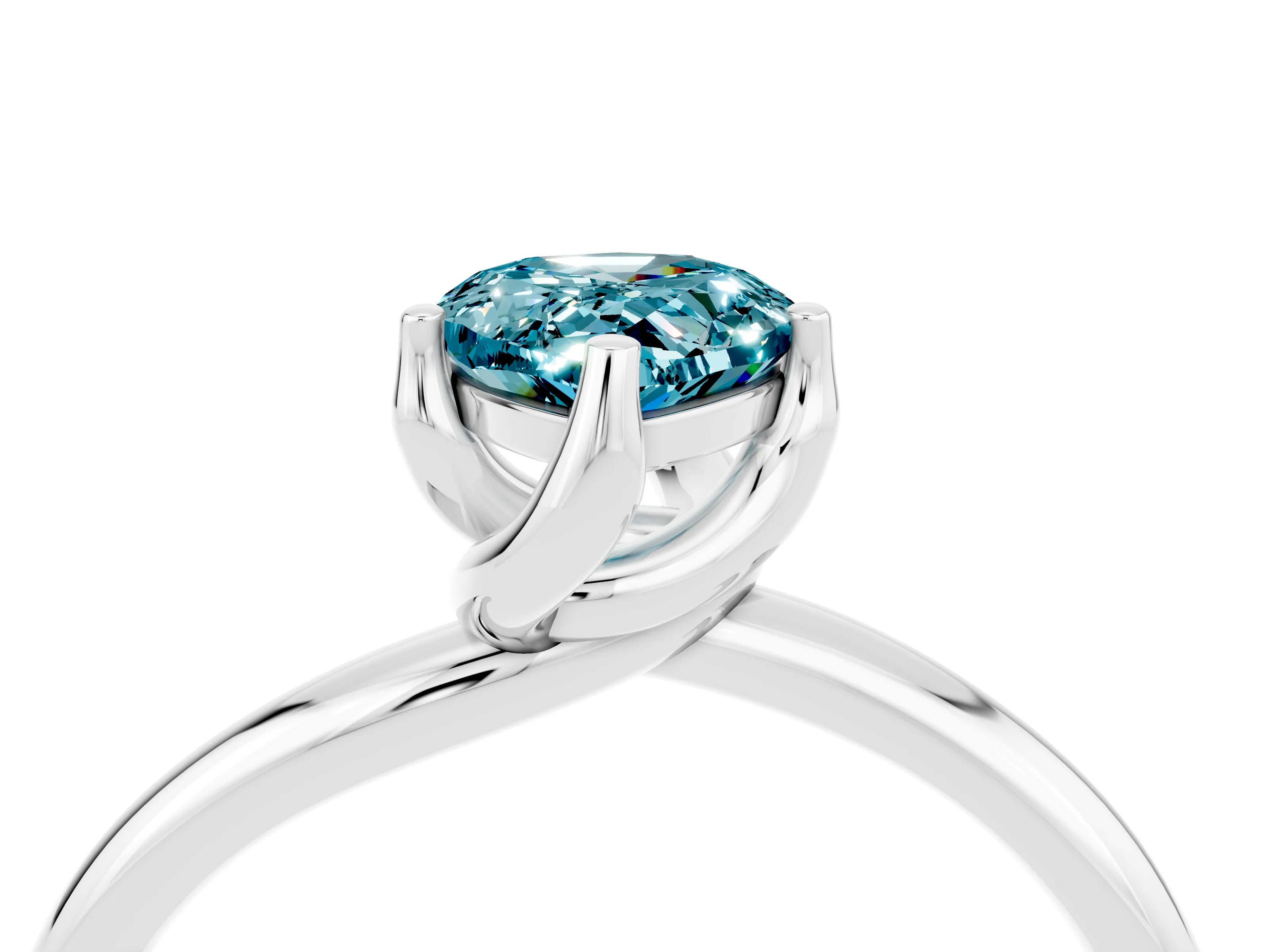 White gold Pear Cut Blue Topaz Solitaire Engagement Ring with Four-Prong Setting and Classic Band_16