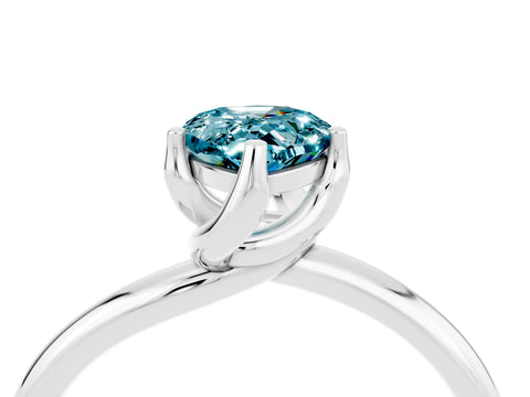 White gold Pear Cut Blue Topaz Solitaire Engagement Ring with Four-Prong Setting and Classic Band_16